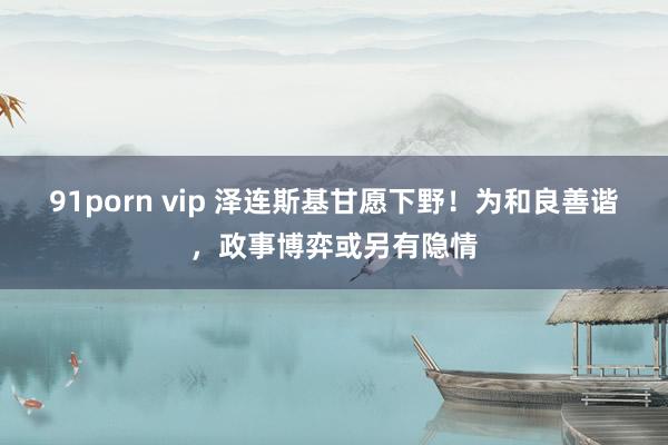 91porn vip 泽连斯基甘愿下野！为和良善谐，政事博弈或另有隐情