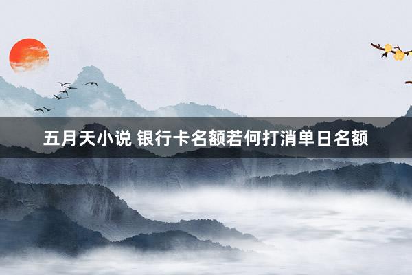 五月天小说 银行卡名额若何打消单日名额