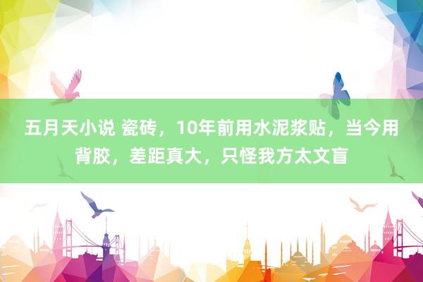 五月天小说 瓷砖，10年前用水泥浆贴，当今用背胶，差距真大，只怪我方太文盲