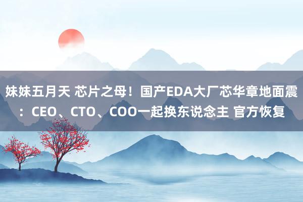 妹妹五月天 芯片之母！国产EDA大厂芯华章地面震：CEO、CTO、COO一起换东说念主 官方恢复